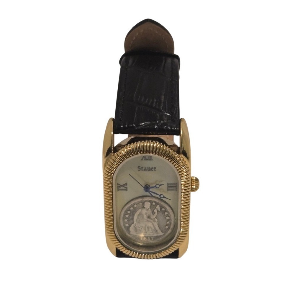 Stauer 21272 Seated Liberty Coin Dial Swiss Quartz Leather Watch